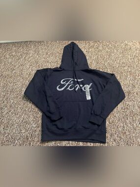 Ford Tee Luv Men’s Navy Hooded Comfy Lightweight Sweatshirt Size Small New